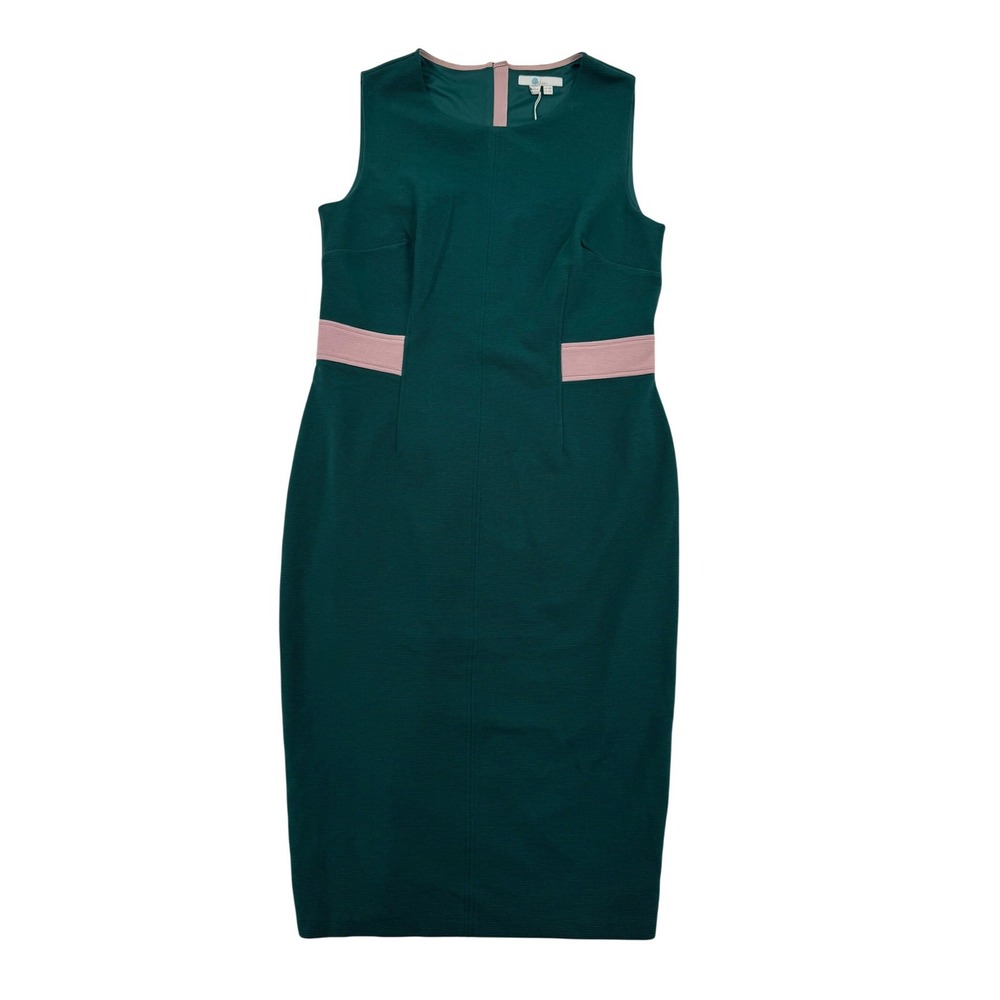 NWT Boden Sheath Dress Womens 12R Green Pink Ottoman Stretch Jersey